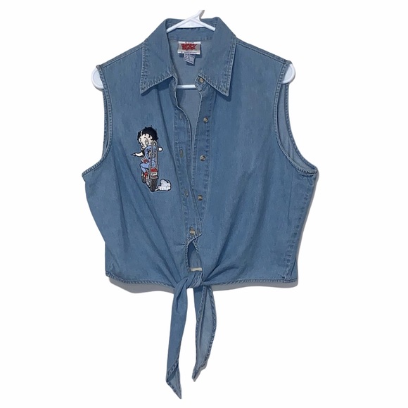 Betty Boop Tops - Betty Boop (Biker Betty) Vintage Chambray Top